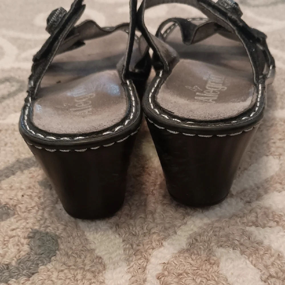 Alegria Black Sparkle Open-Toe Slide Sandals